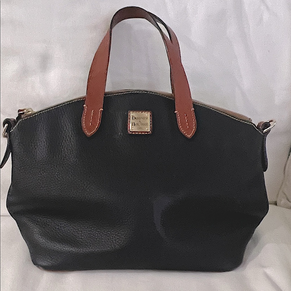 Dooney & Bourke Pebble Grain Zip Satchel Satchel with Brown Handles